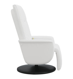 Fauteuil inclinable de massage repose-pieds blanc similicuir