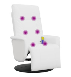 Fauteuil inclinable de massage repose-pieds blanc similicuir