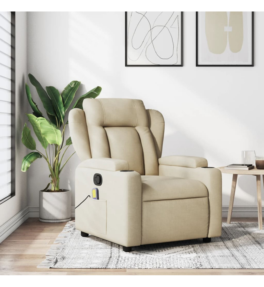 Fauteuil de massage inclinable Crème Tissu