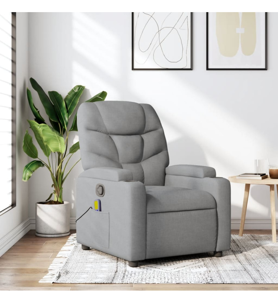 Fauteuil de massage inclinable Gris clair Tissu