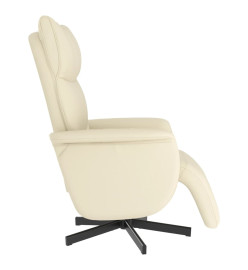 Fauteuil inclinable avec repose-pieds crème similicuir