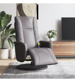 Fauteuil inclinable de massage repose-pieds gris similicuir