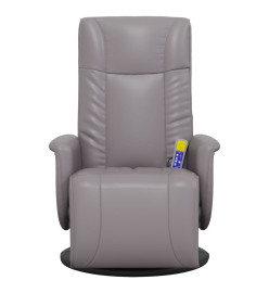 Fauteuil inclinable de massage repose-pieds gris similicuir