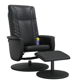 Fauteuil inclinable de massage avec repose-pied noir similicuir