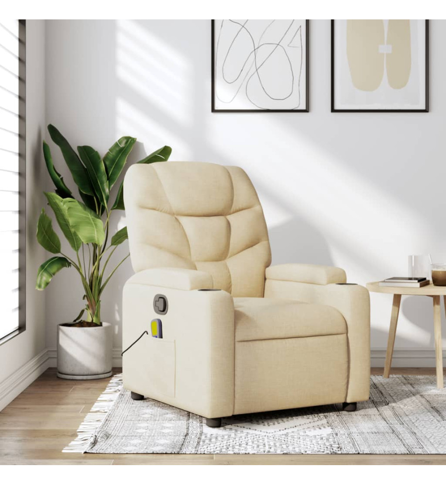 Fauteuil de massage inclinable Crème Tissu