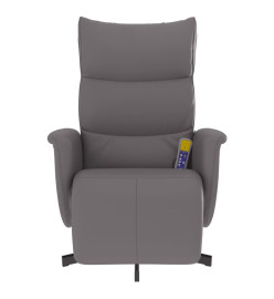 Fauteuil inclinable de massage repose-pieds gris similicuir