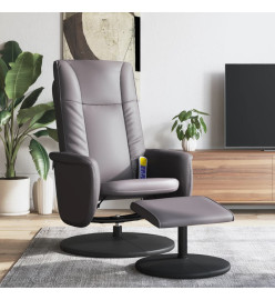 Fauteuil inclinable de massage avec repose-pied gris similicuir