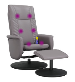 Fauteuil inclinable de massage avec repose-pied gris similicuir