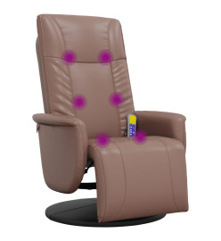 Fauteuil inclinable de massage repose-pieds marron similicuir