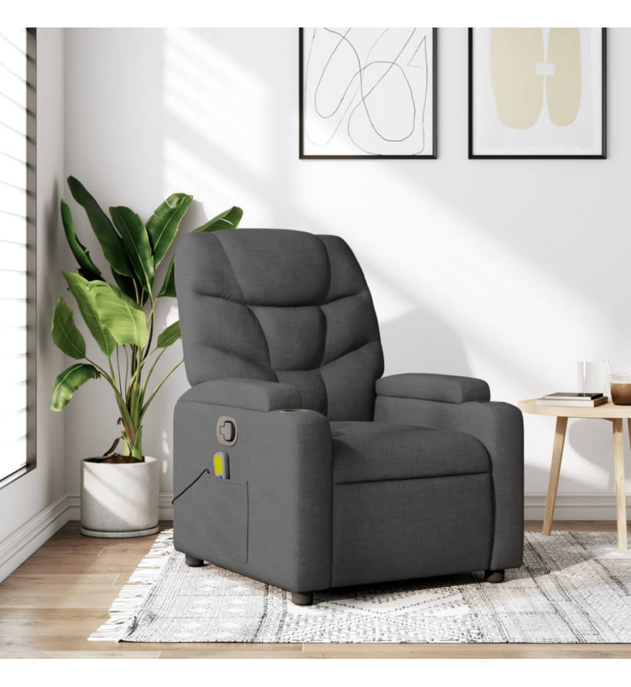 Fauteuil de massage inclinable Gris foncé Tissu