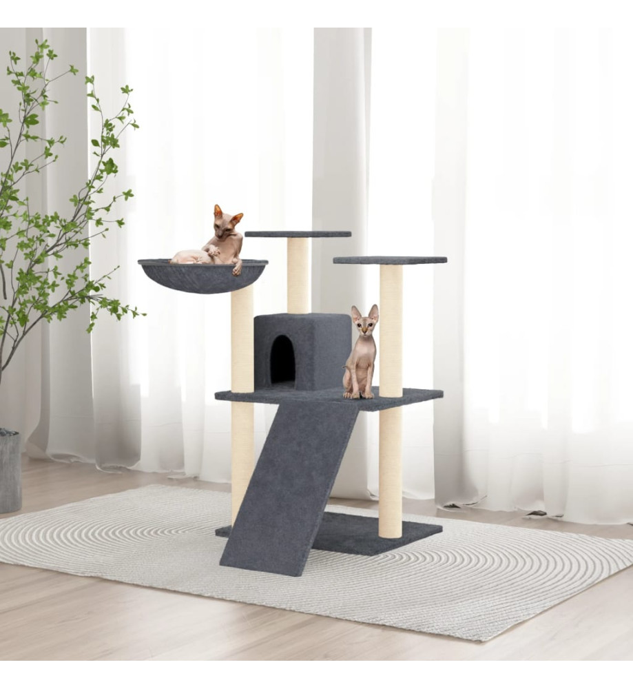 Arbre à chat avec griffoirs en sisal Gris foncé 83 cm