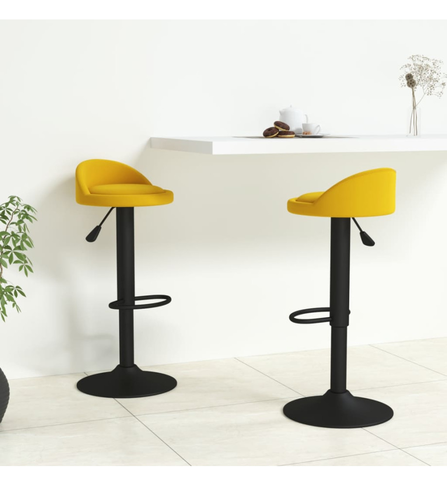 Tabourets de bar 2 pcs Jaune Velours