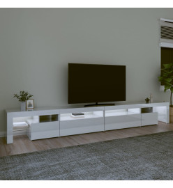 Meuble TV avec lumières LED Blanc brillant 290x36,5x40 cm