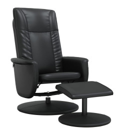 Fauteuil inclinable avec repose-pied noir similicuir