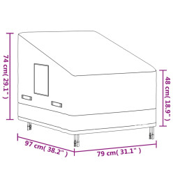 Housse chaise longue de jardin beige 79x97x48/74 cm oxford 600D