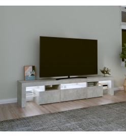 Meuble TV avec lumières LED Gris béton 200x36,5x40 cm