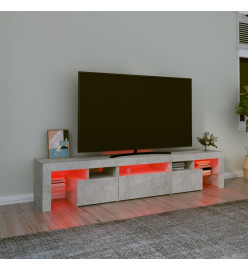 Meuble TV avec lumières LED Gris béton 200x36,5x40 cm