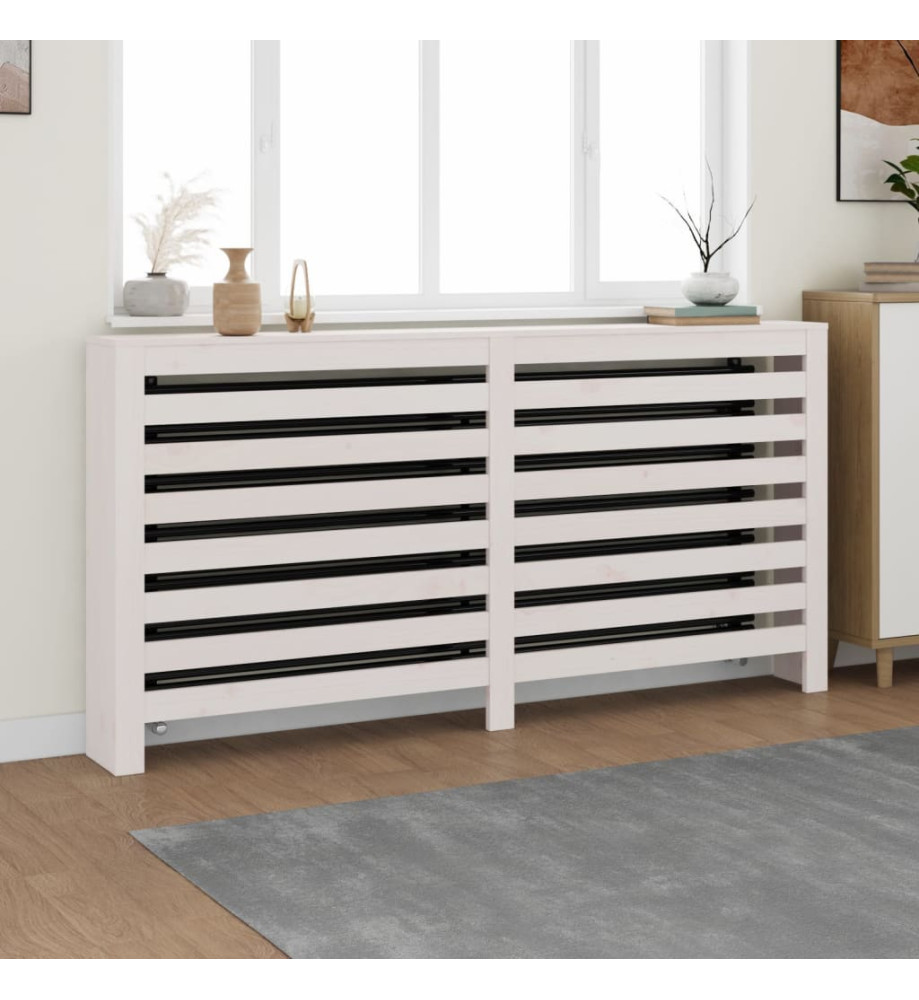 Cache-radiateur Blanc 169x19x84 cm Bois massif de pin