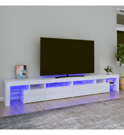 Meuble TV avec lumières LED Blanc brillant 260x36,5x40 cm