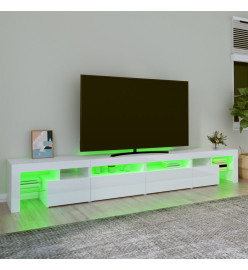 Meuble TV avec lumières LED Blanc brillant 260x36,5x40 cm