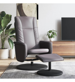 Fauteuil inclinable avec repose-pied gris similicuir