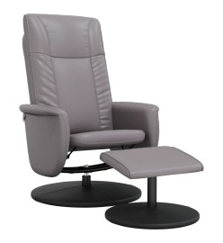 Fauteuil inclinable avec repose-pied gris similicuir