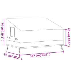 Housse de banc 2 places beige 137x97x48/74 cm oxford 600D