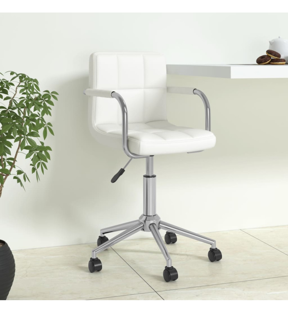 Chaise de bureau pivotante Blanc Similicuir