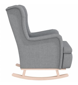 Fauteuil avec pieds à bascule en bois d'hévéa Gris clair Tissu