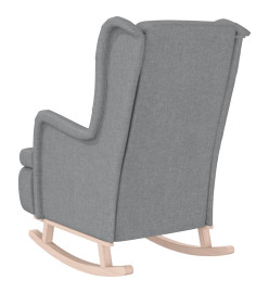 Fauteuil avec pieds à bascule en bois d'hévéa Gris clair Tissu