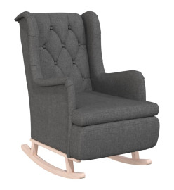 Fauteuil avec pieds à bascule en bois d'hévéa Gris foncé Tissu