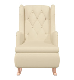 Fauteuil avec pieds à bascule en bois d'hévéa solide Crème Tissu