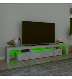 Meuble TV avec lumières LED Gris béton 230x36,5x40 cm