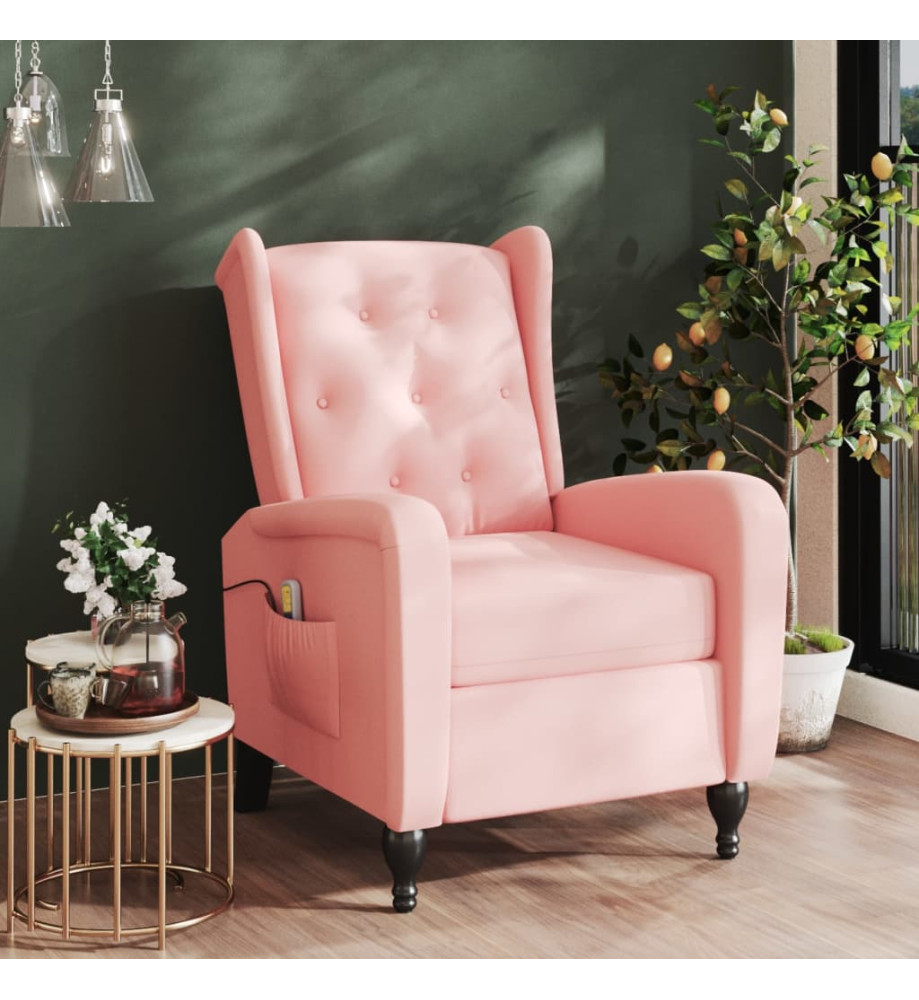 Fauteuil de massage inclinable rose velours