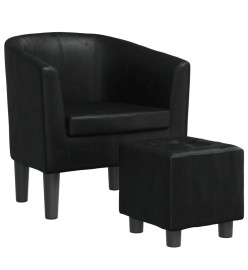 Fauteuil cabriolet avec repose-pied noir similicuir