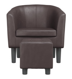 Fauteuil cabriolet avec repose-pied marron similicuir