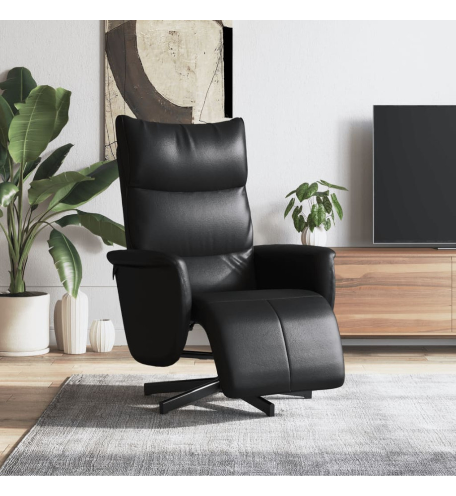 Fauteuil inclinable avec repose-pieds noir similicuir