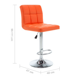 Tabourets de bar lot de 2 orange similicuir