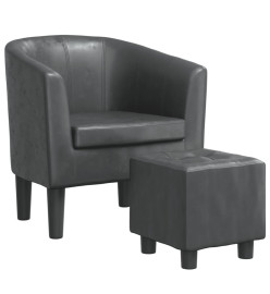 Fauteuil cabriolet avec repose-pied gris similicuir