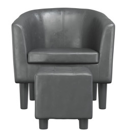 Fauteuil cabriolet avec repose-pied gris similicuir