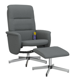 Fauteuil de massage inclinable et repose-pieds gris foncé tissu