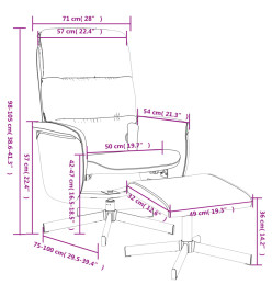 Fauteuil de massage inclinable et repose-pieds gris foncé tissu