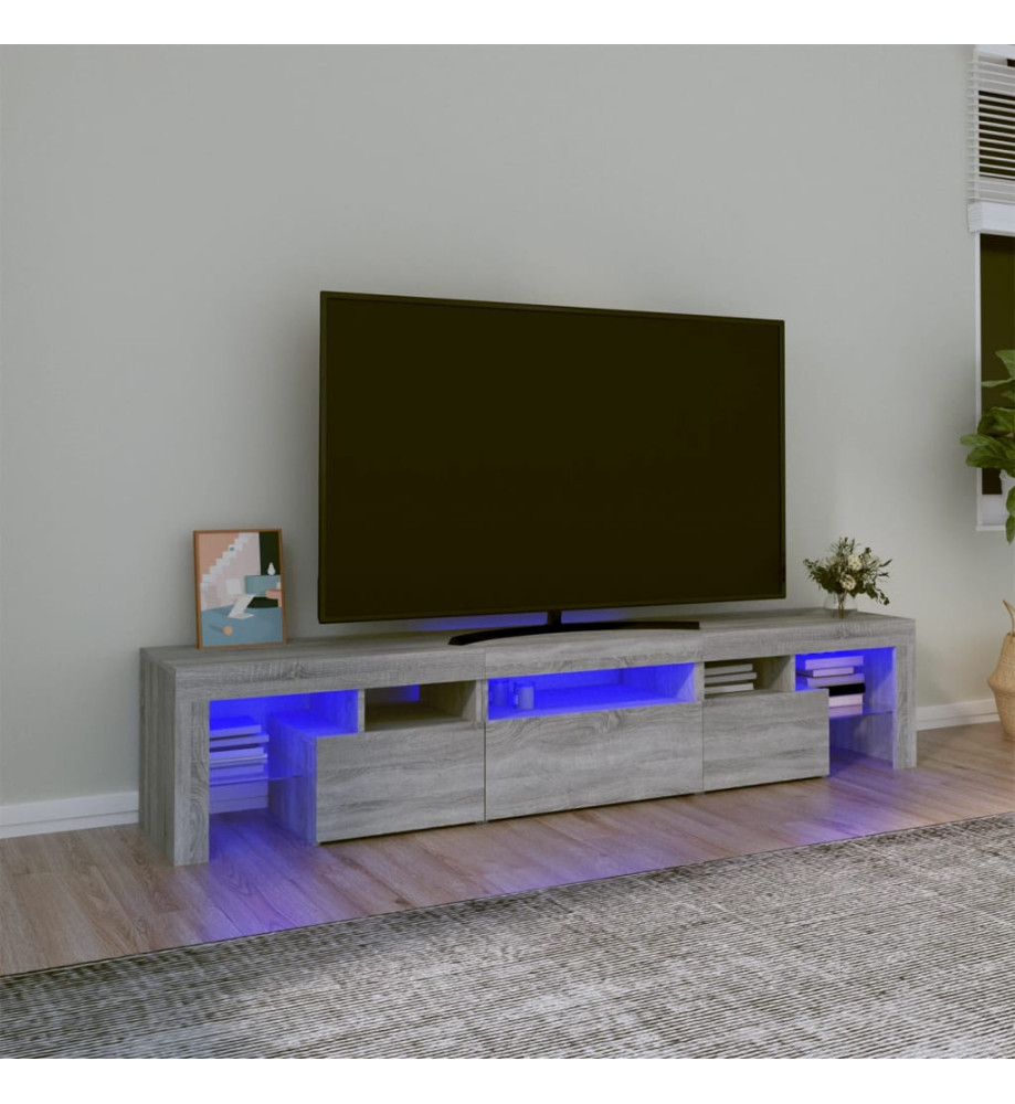 Meuble TV avec lumières LED Sonoma gris 200x36,5x40 cm