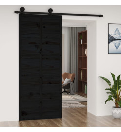 Porte de grange Noir 90x1,8x214 cm Bois massif de pin