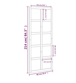 Porte de grange Noir 90x1,8x214 cm Bois massif de pin