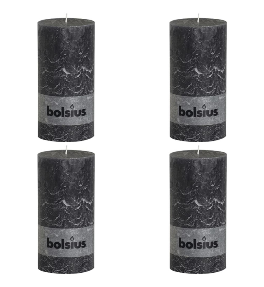 Bolsius Bougie pilier rustique 200x100 mm Anthracite 4 pcs