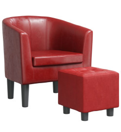 Fauteuil cabriolet avec repose-pied rouge bordeaux similicuir