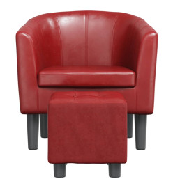 Fauteuil cabriolet avec repose-pied rouge bordeaux similicuir