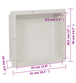 Niche de douche blanc mat 41x36x10 cm