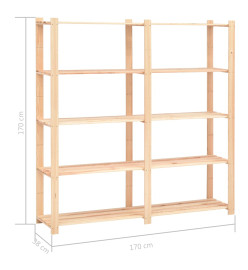 Étagères de rangement à 5 niveaux 10pcs 170x38x170cm Pin 500 kg